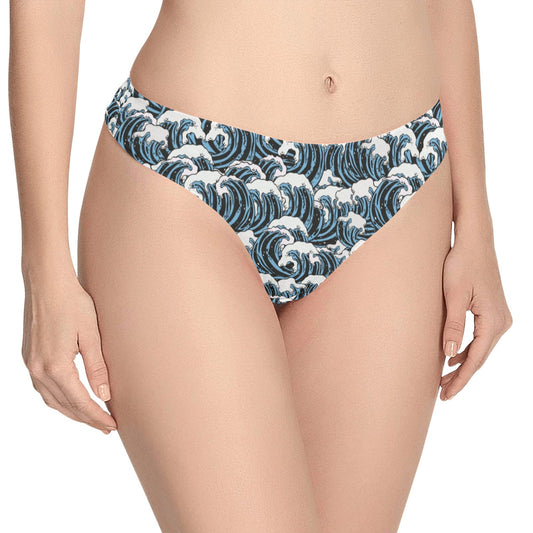Surf Wave Pattern Print Women's Thongs