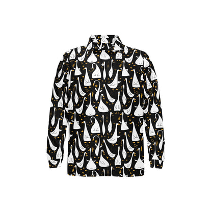 Goose Print Design LKS401 Long Sleeve Polo Shirt For Men's