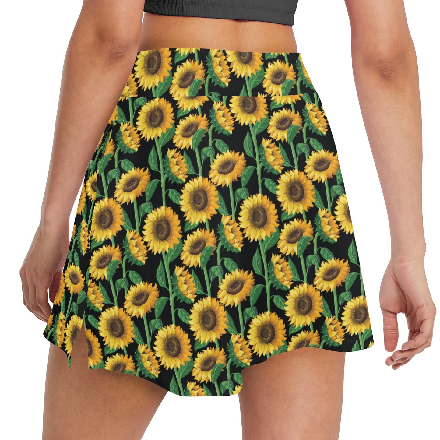 Sunflower Realistic Print Pattern 17" Golf & Pickleball Skort with Pockets