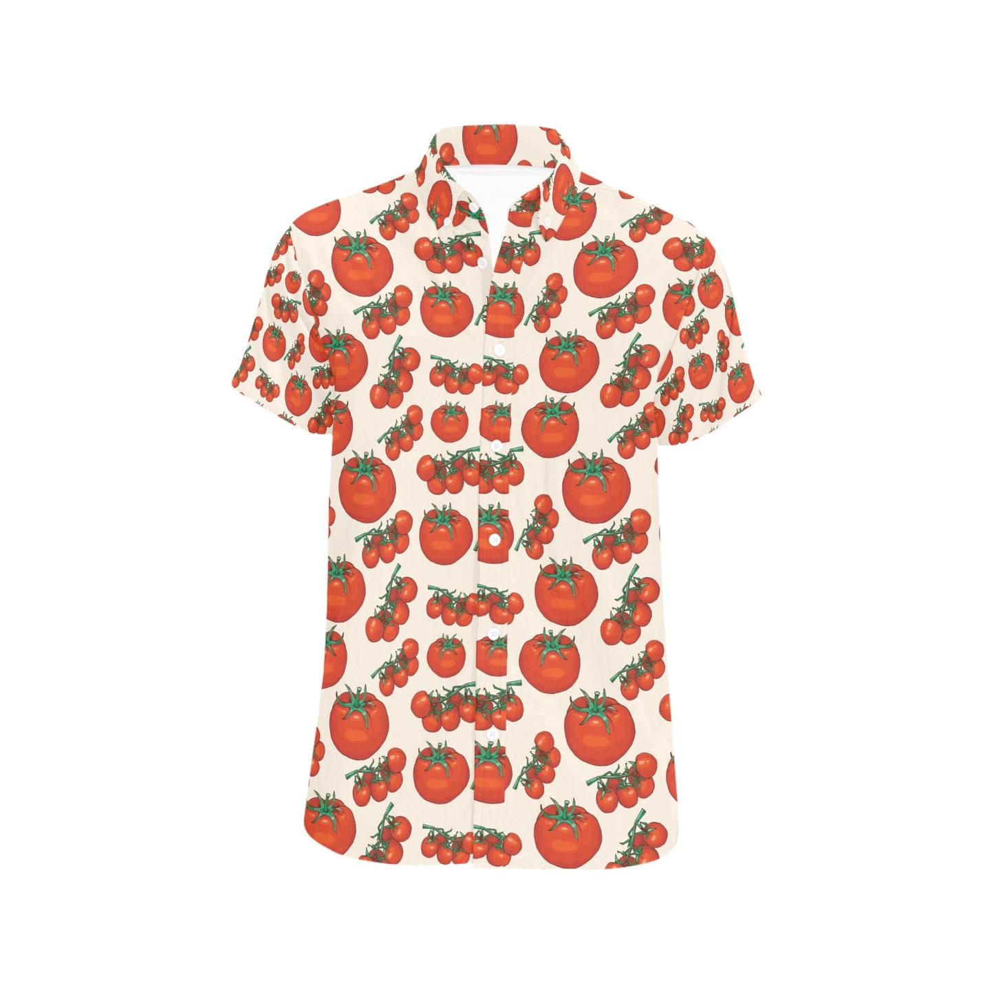 Tomato Print Design LKS302 Men Short Sleeve Button Up Shirt