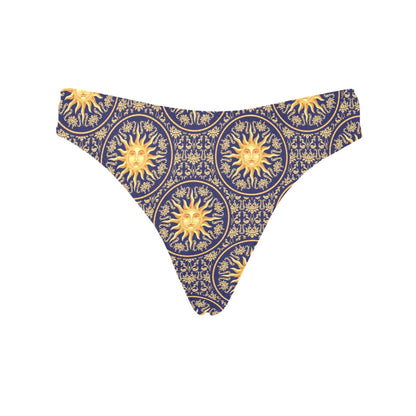Celestial Gold Sun Face Women's Thongs
