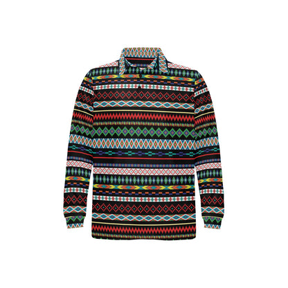 Southwest Pattern Print Design LKS302 Long Sleeve Polo Shirt For Men's