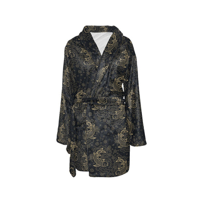 KOI Fish Pattern Print Design 02 Women's Fleece Robe