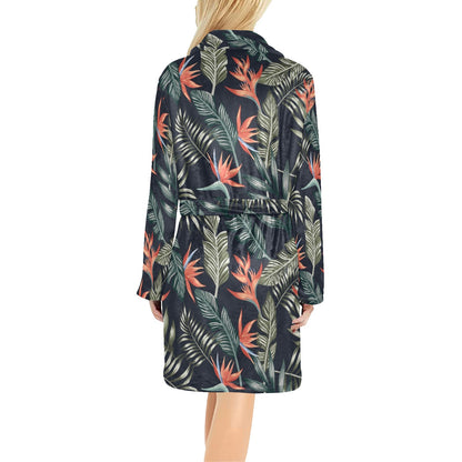 Bird Of Paradise Pattern Print Design BOP02 Women's Fleece Robe
