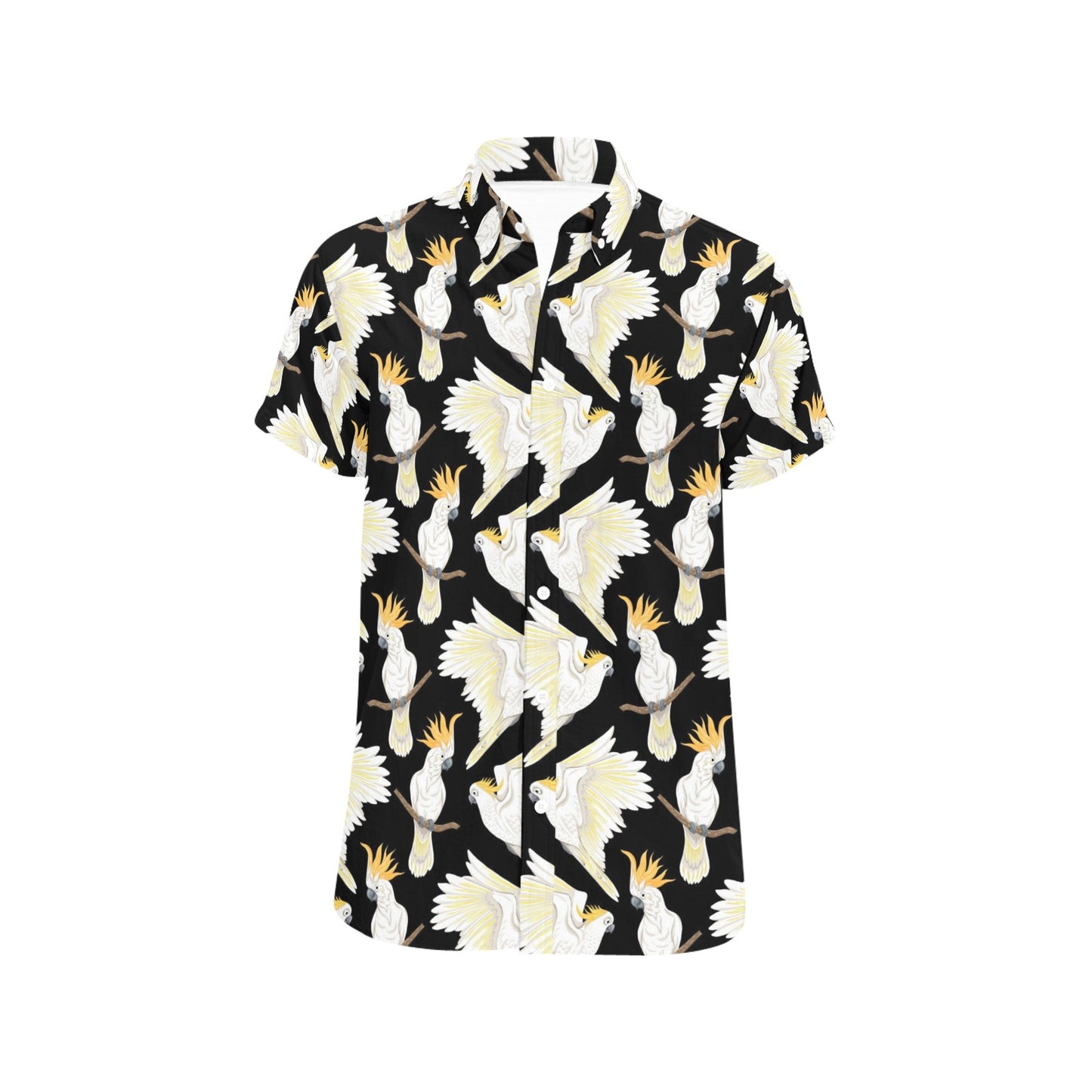Cockatoo Print Design LKS402 Men Short Sleeve Button Up Shirt