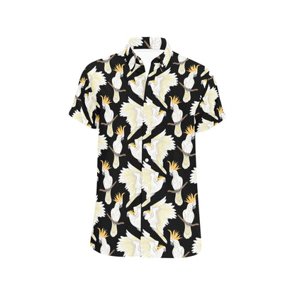 Cockatoo Print Design LKS402 Men Short Sleeve Button Up Shirt