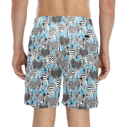 Zebra Print Design LKS305 Men's Swim Trunks Beach Shorts