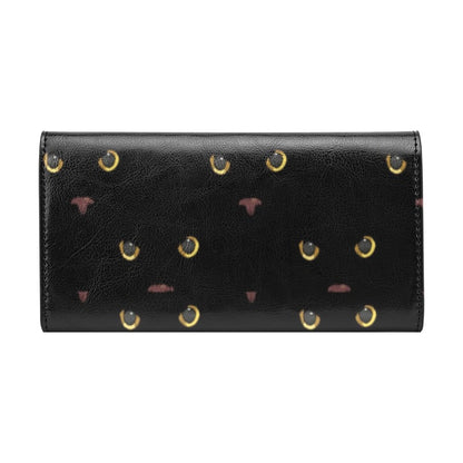 Black Cat Face Print Pattern Women's Trifold Wallet