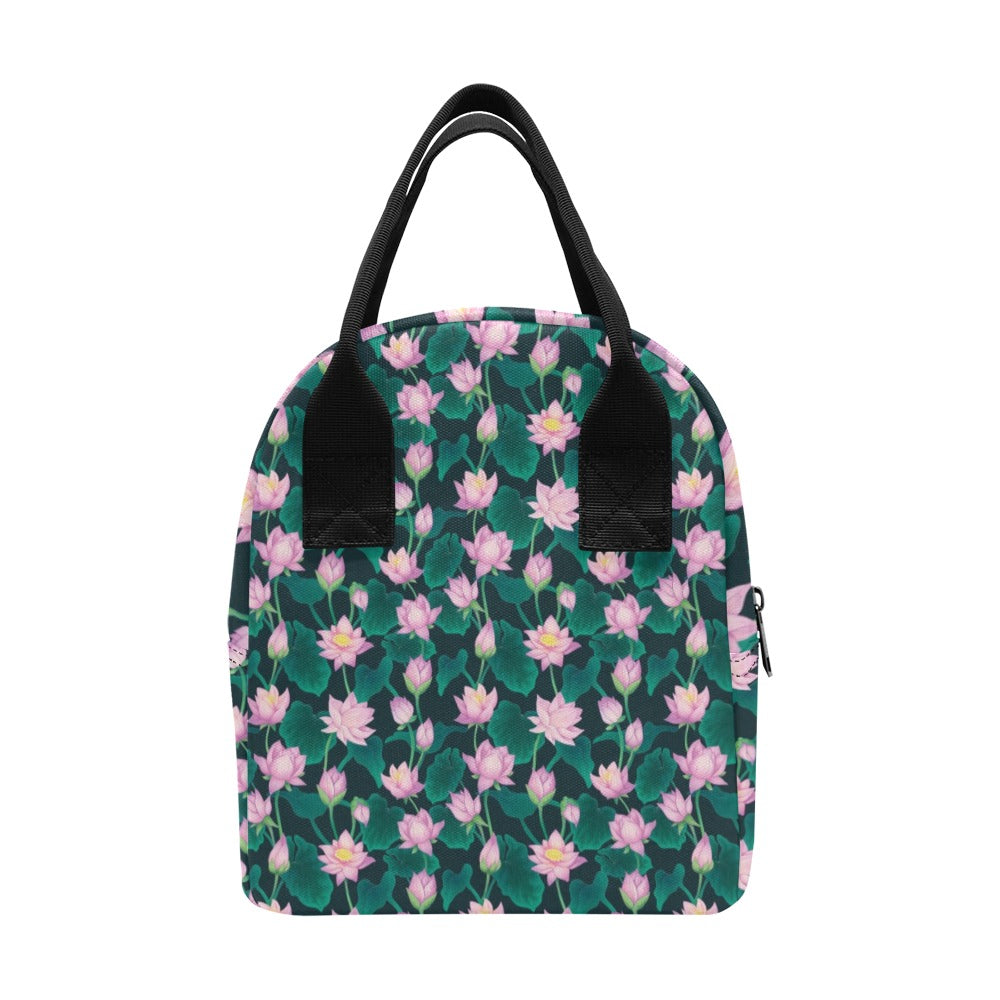Water Lily Print Design LKS302 Insulated Lunch Bag