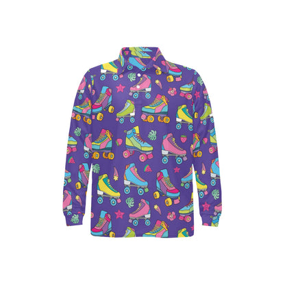 Roller skate Colorful Pattern Print Design A05 Long Sleeve Polo Shirt For Men's