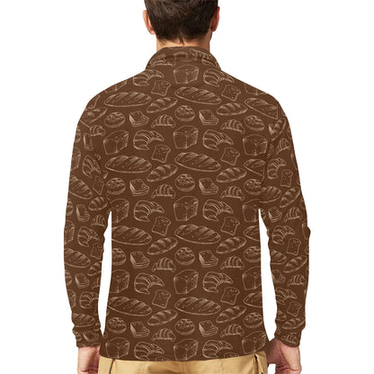 Bread Pattern Print Design 02 Long Sleeve Polo Shirt For Men's