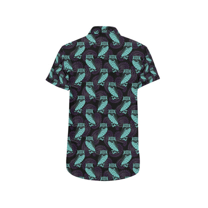 Tribal Pattern Print Design LKS3010 Men Short Sleeve Button Up Shirt
