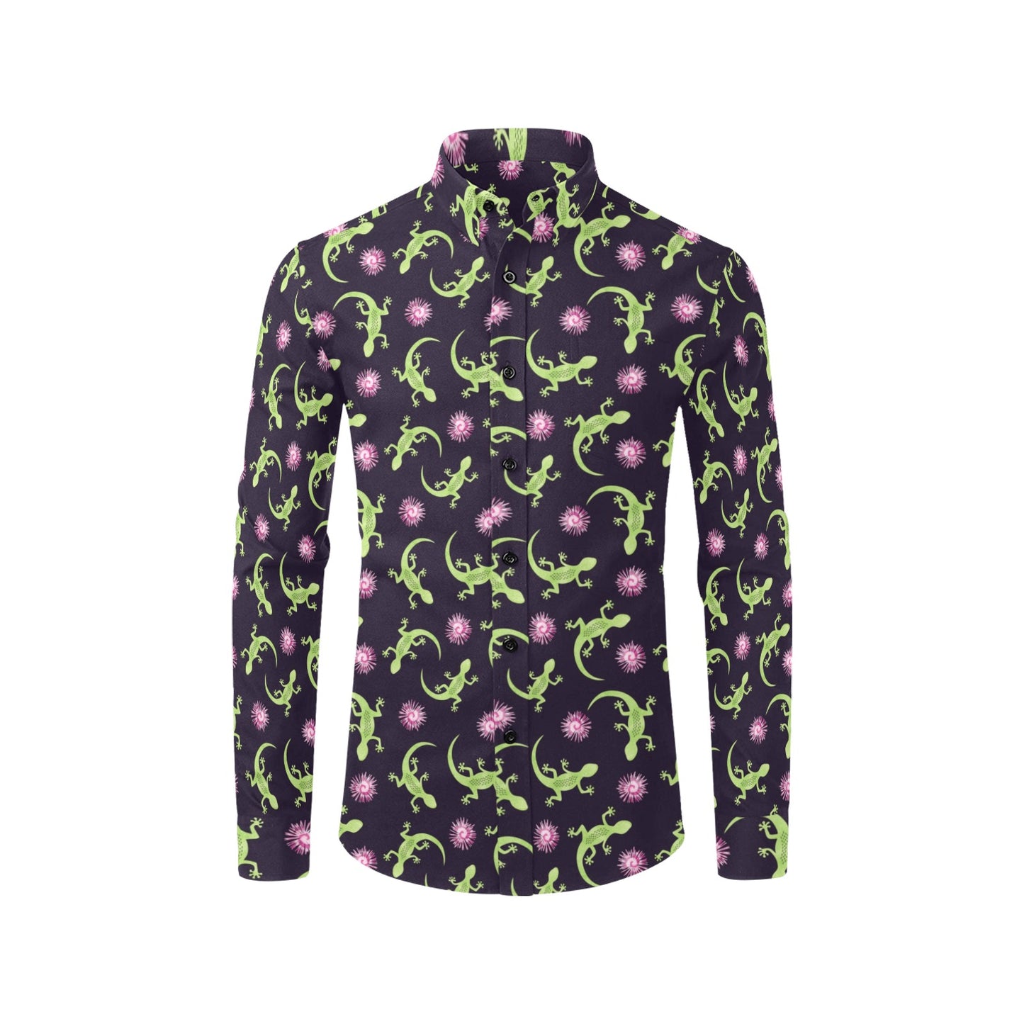 lizard Print Design LKS402 Men's Long Sleeve Dress Shirt