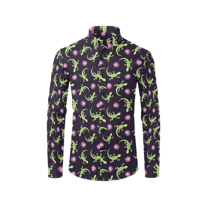 lizard Print Design LKS402 Men's Long Sleeve Dress Shirt