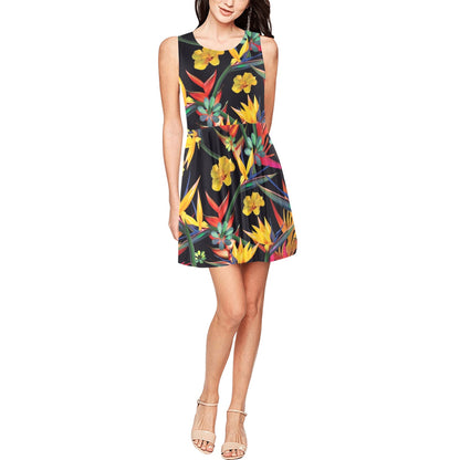 Bird Of Paradise Pattern Print Design BOP016 Sleeveless Dress