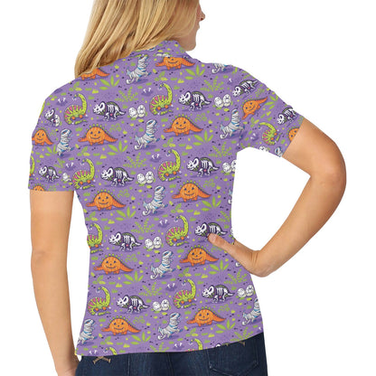 Zombie Dinosaur Print Design LKS302 Women's Polo Shirt