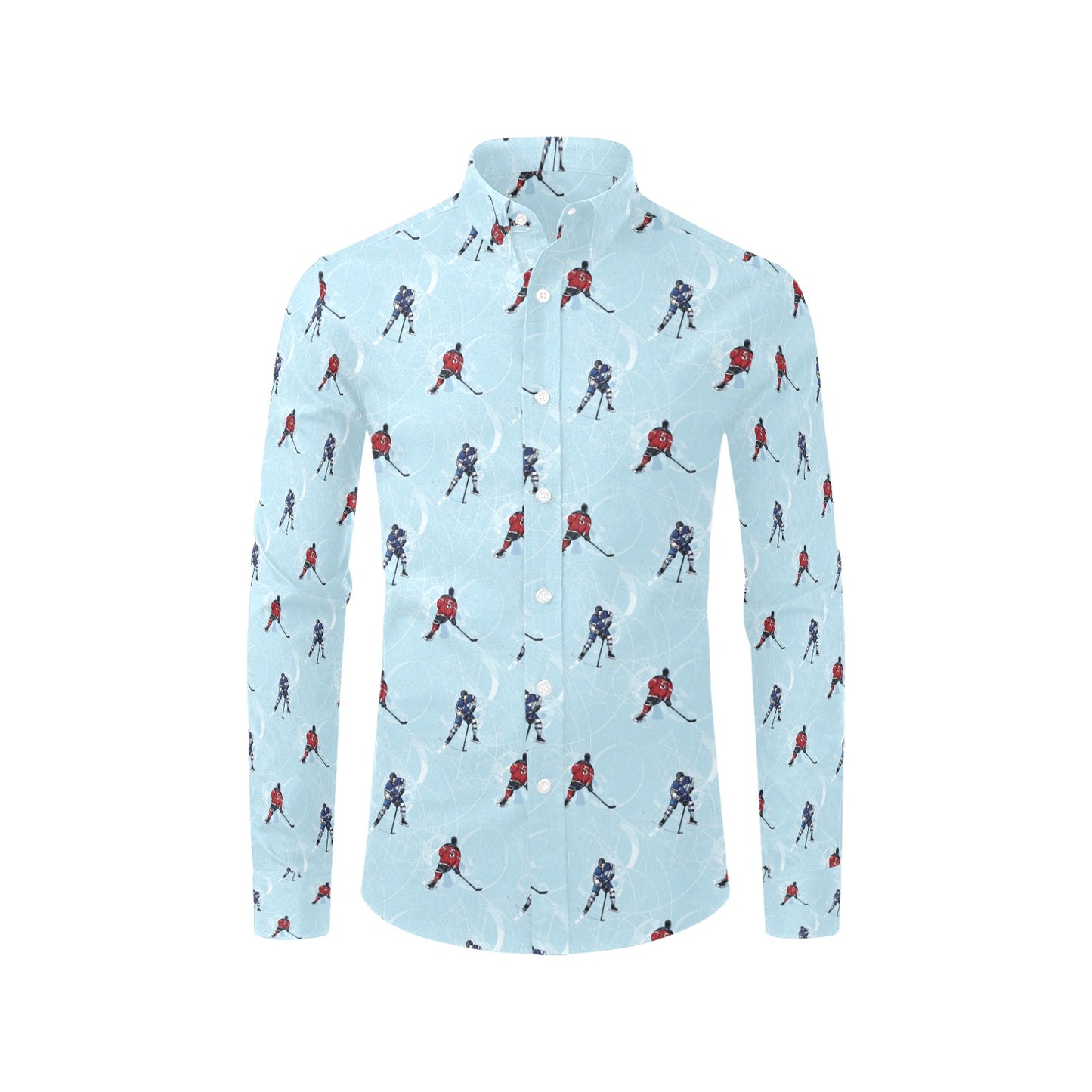 Hockey Player Print Design LKS302 Men's Long Sleeve Dress Shirt