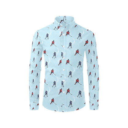 Hockey Player Print Design LKS302 Men's Long Sleeve Dress Shirt