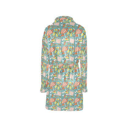Beach Scene Pattern Print Design 02 Women's Fleece Robe