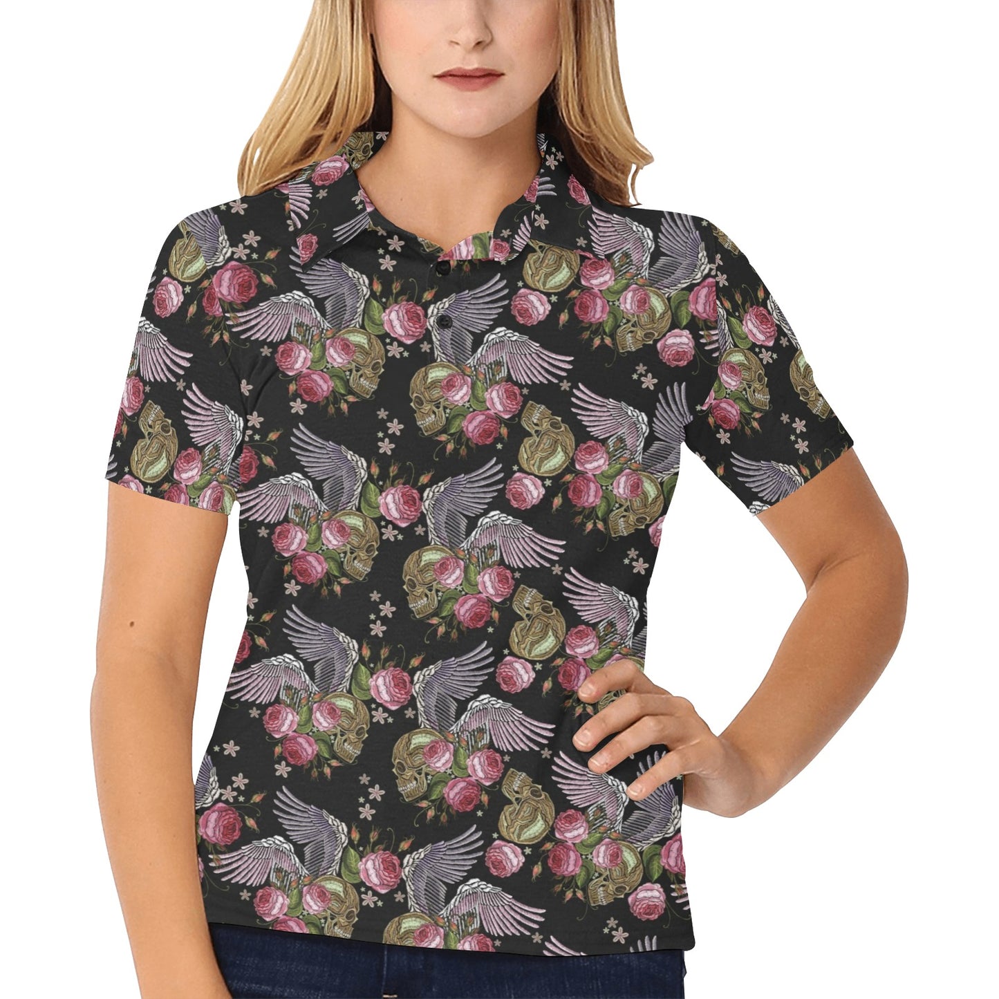 Angel Wings Pattern Print Design 06 Women's Polo Shirt