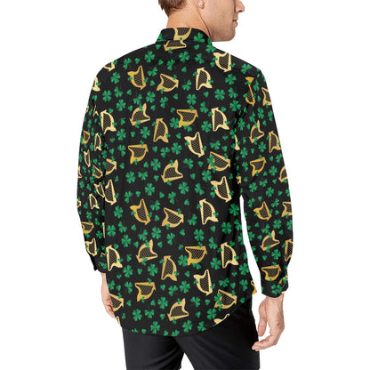Harp Print Design LKS402 Men's Long Sleeve Dress Shirt