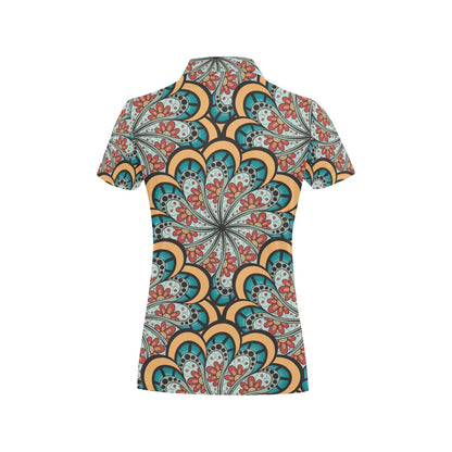 Mandala Pattern Print Design 01 Women's Polo Shirt