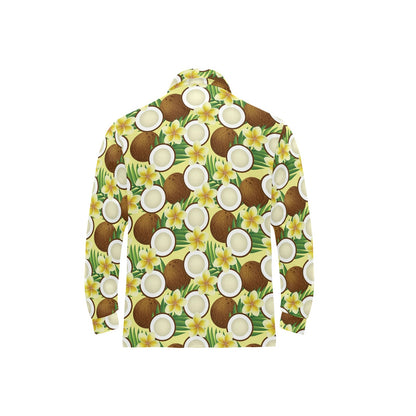 Coconut Pattern Print Design CN02 Long Sleeve Polo Shirt For Men's