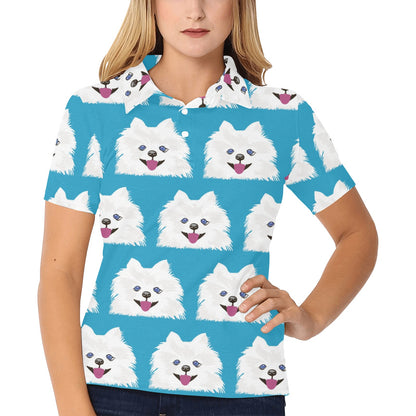 Pomeranians Pattern Print Design A05 Women's Polo Shirt
