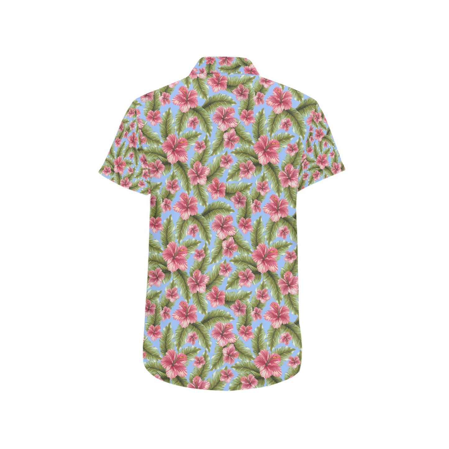 Tropical Flower Print Design LKS301 Men Short Sleeve Button Up Shirt