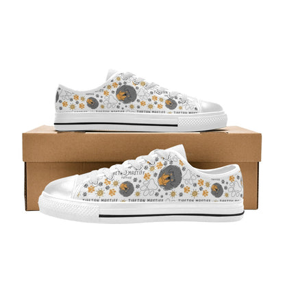 Tibetan Mastiffs Print Design LKS302 Women's White Low Top Shoes