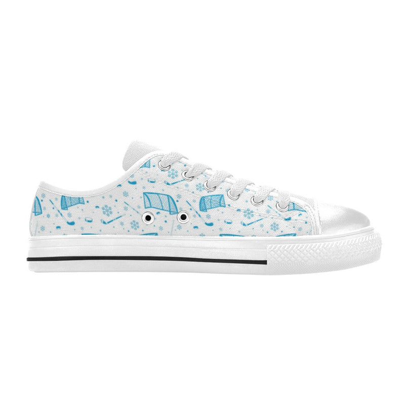 Hockey Print Design LKS303 Women's White Low Top Shoes