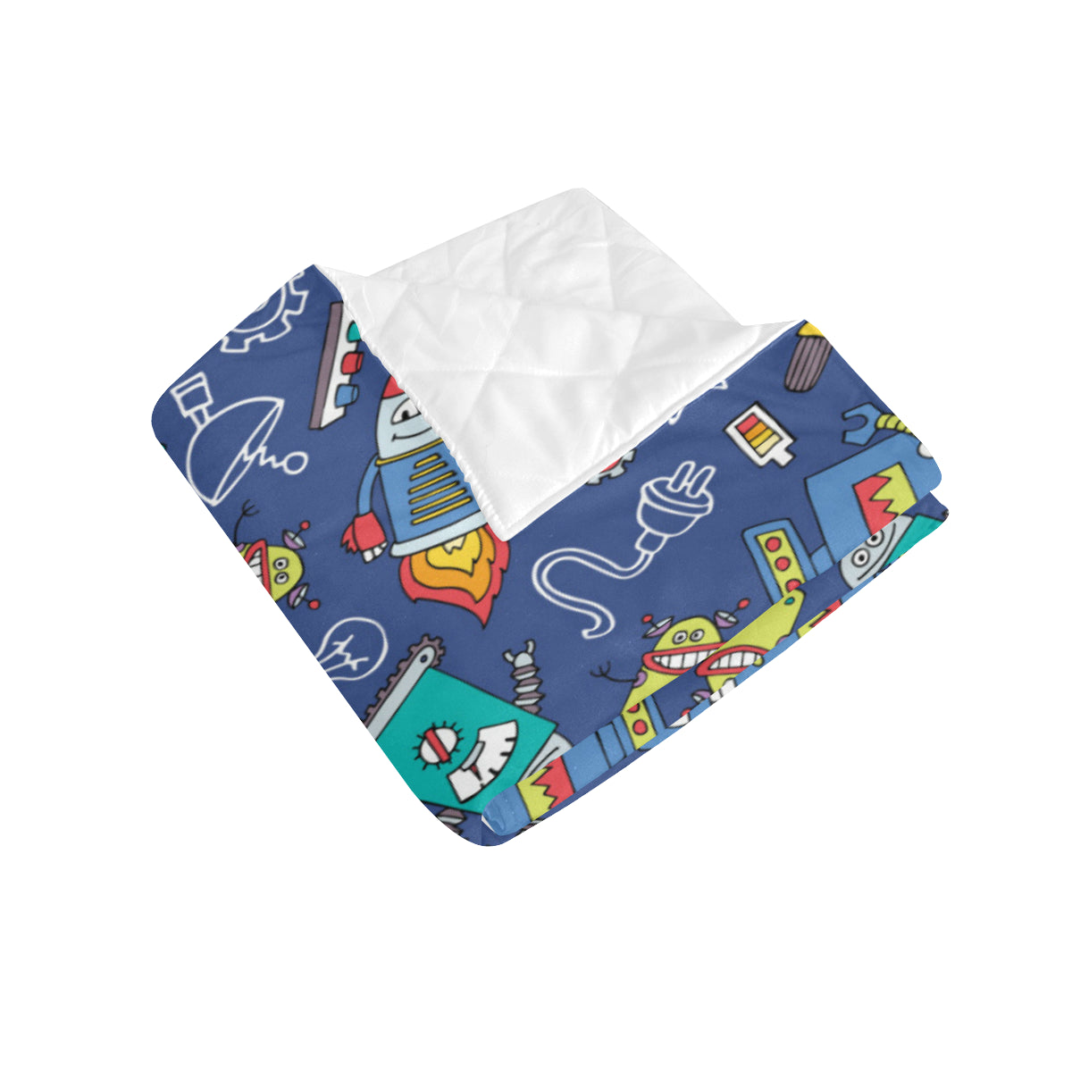 Robot Pattern Print Design A03 Premium Quilt