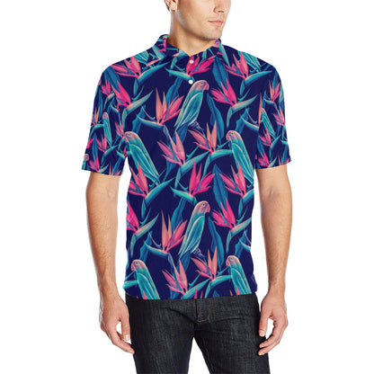Tropical Flower Pattern Print Design TF024 Men Polo Shirt