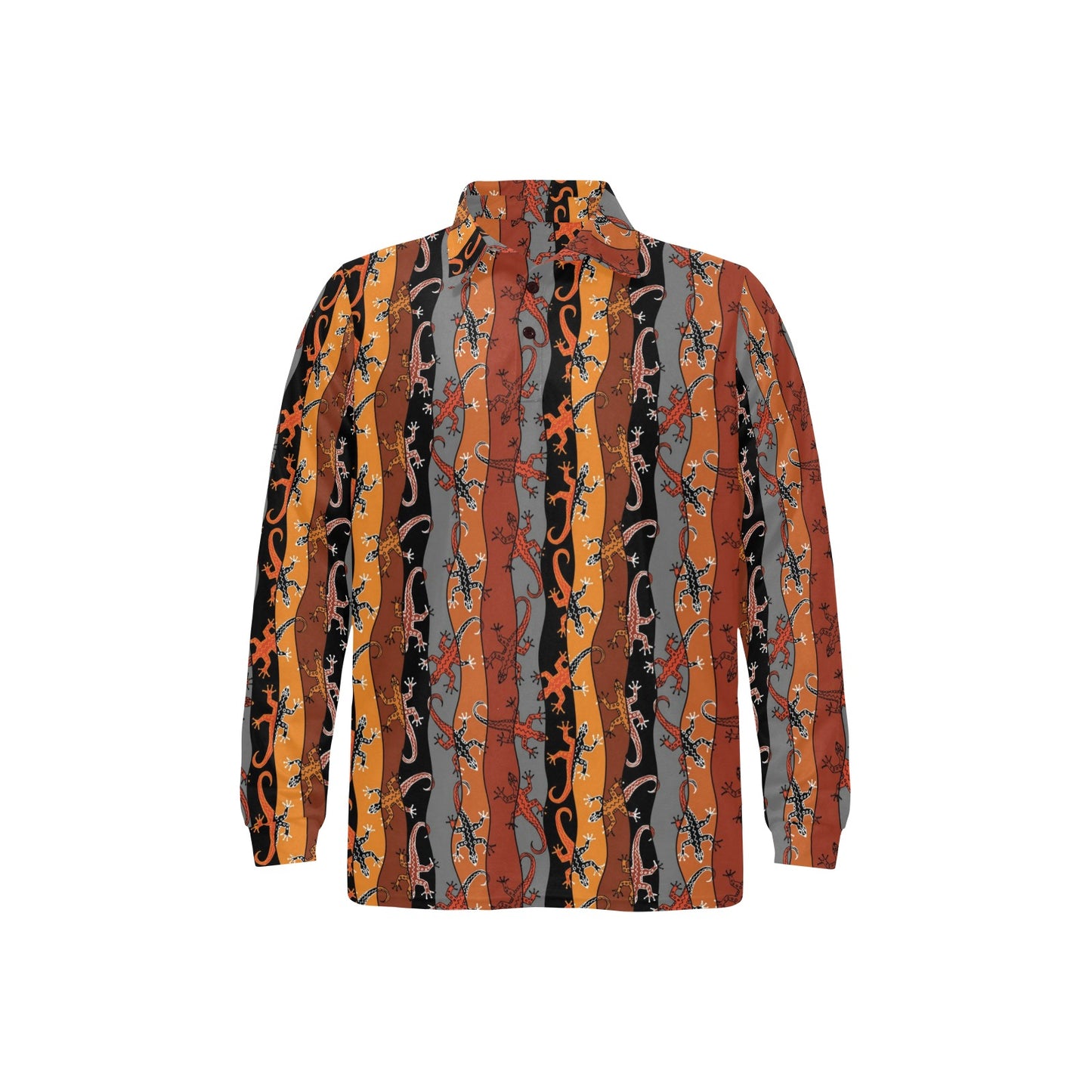 lizard Print Design LKS403 Long Sleeve Polo Shirt For Men's