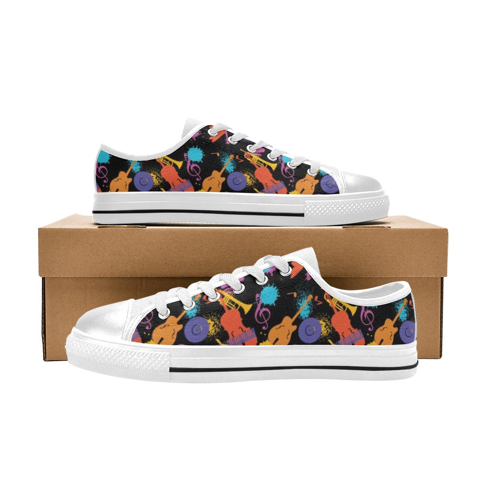 Saxophone Print Design LKS406 Women's White Low Top Shoes