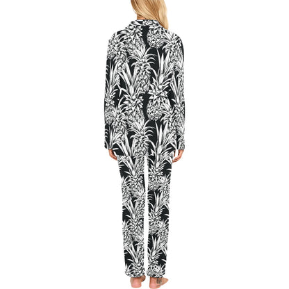 Pineapple Pattern Print Design PP08 Women's Long Pajama Set