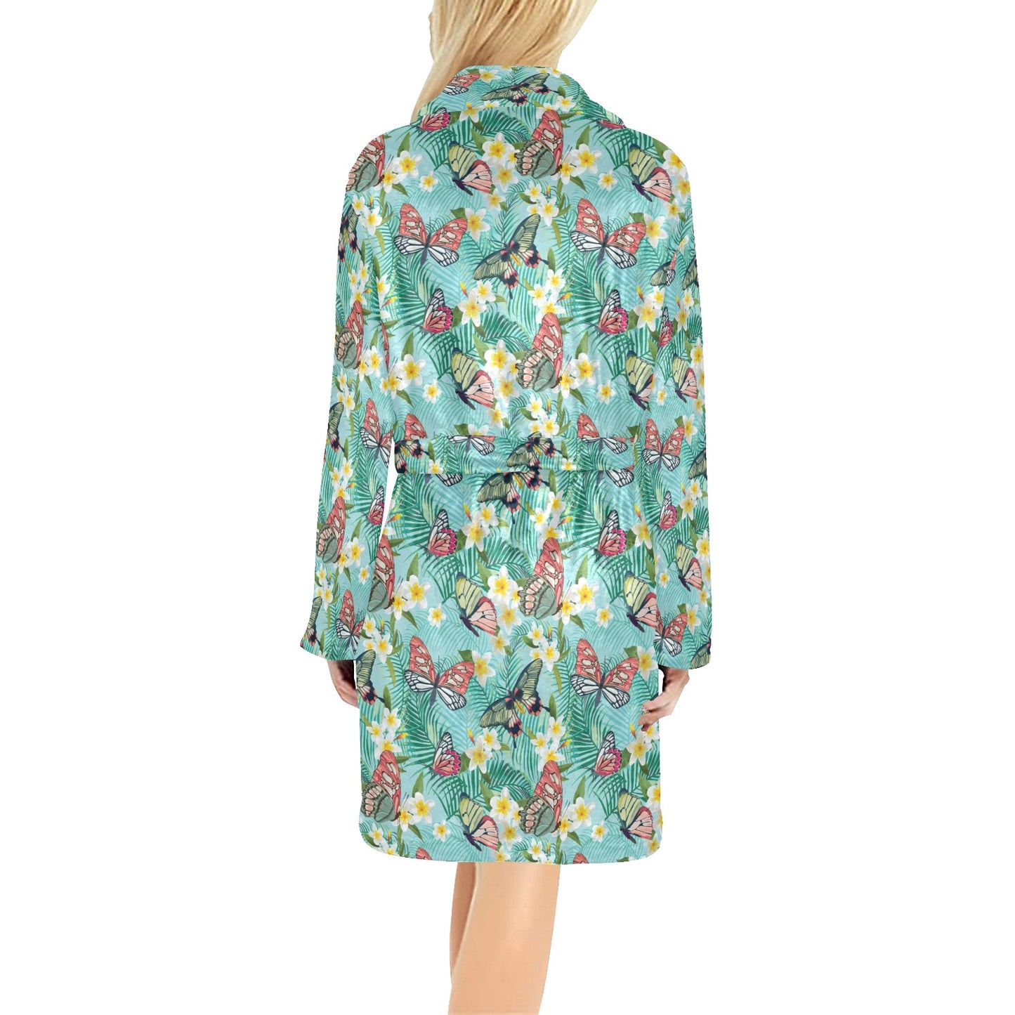 Butterfly Pattern Print Design 09 Women's Fleece Robe