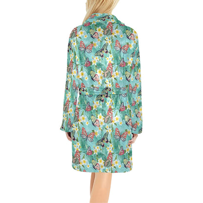 Butterfly Pattern Print Design 09 Women's Fleece Robe