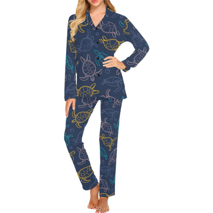Sea Turtle Baby Print Women's Long Pajama Set