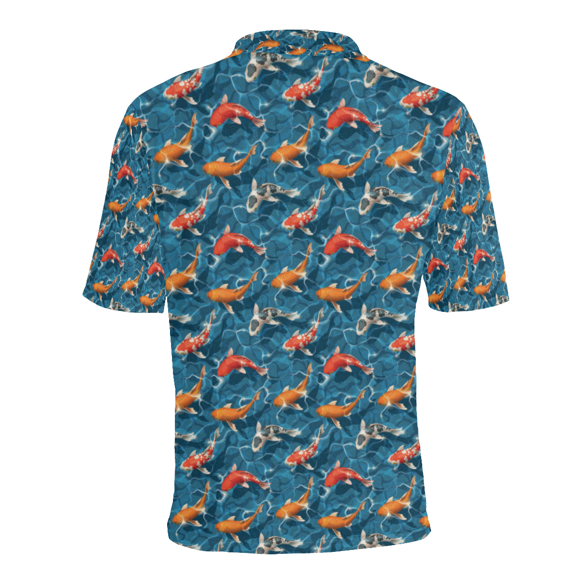 Koi Carp Water Design Themed Print Men Polo Shirt