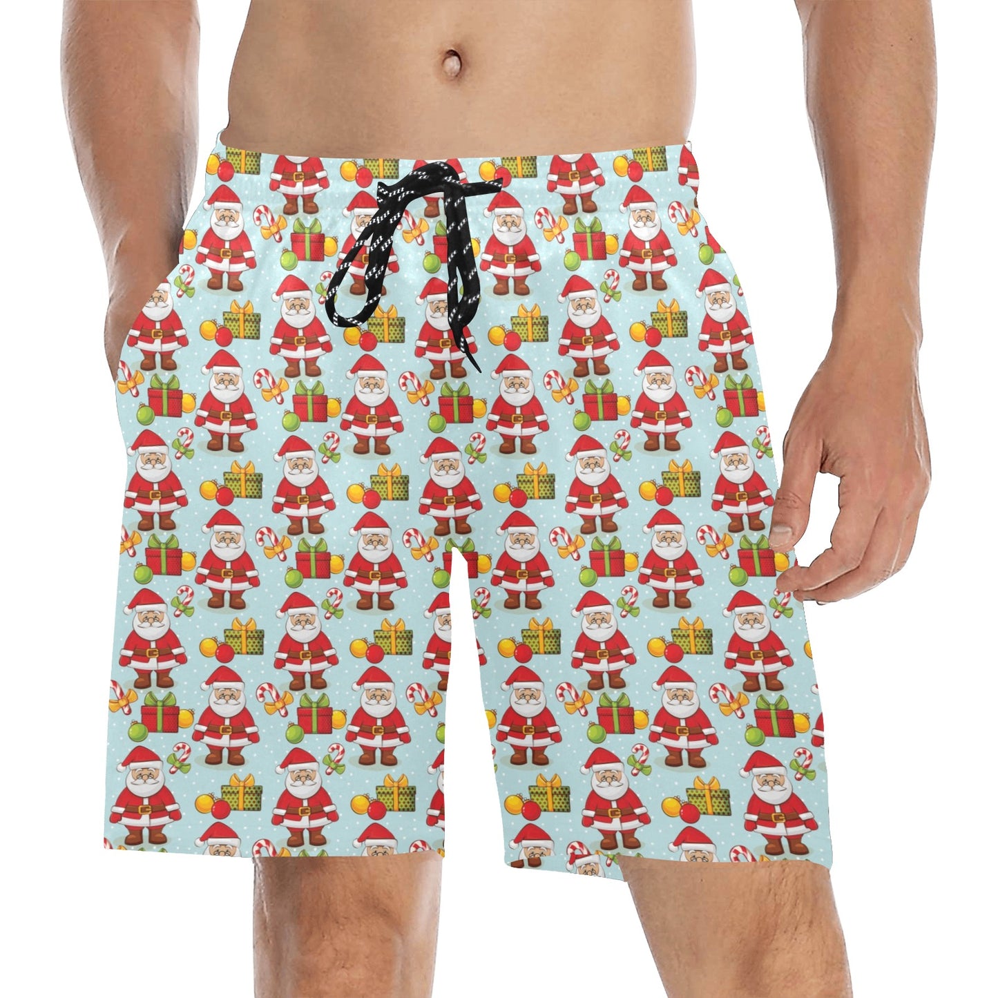 Santa Christmas Themed Print Design LKS303 Men's Swim Trunks Beach Shorts
