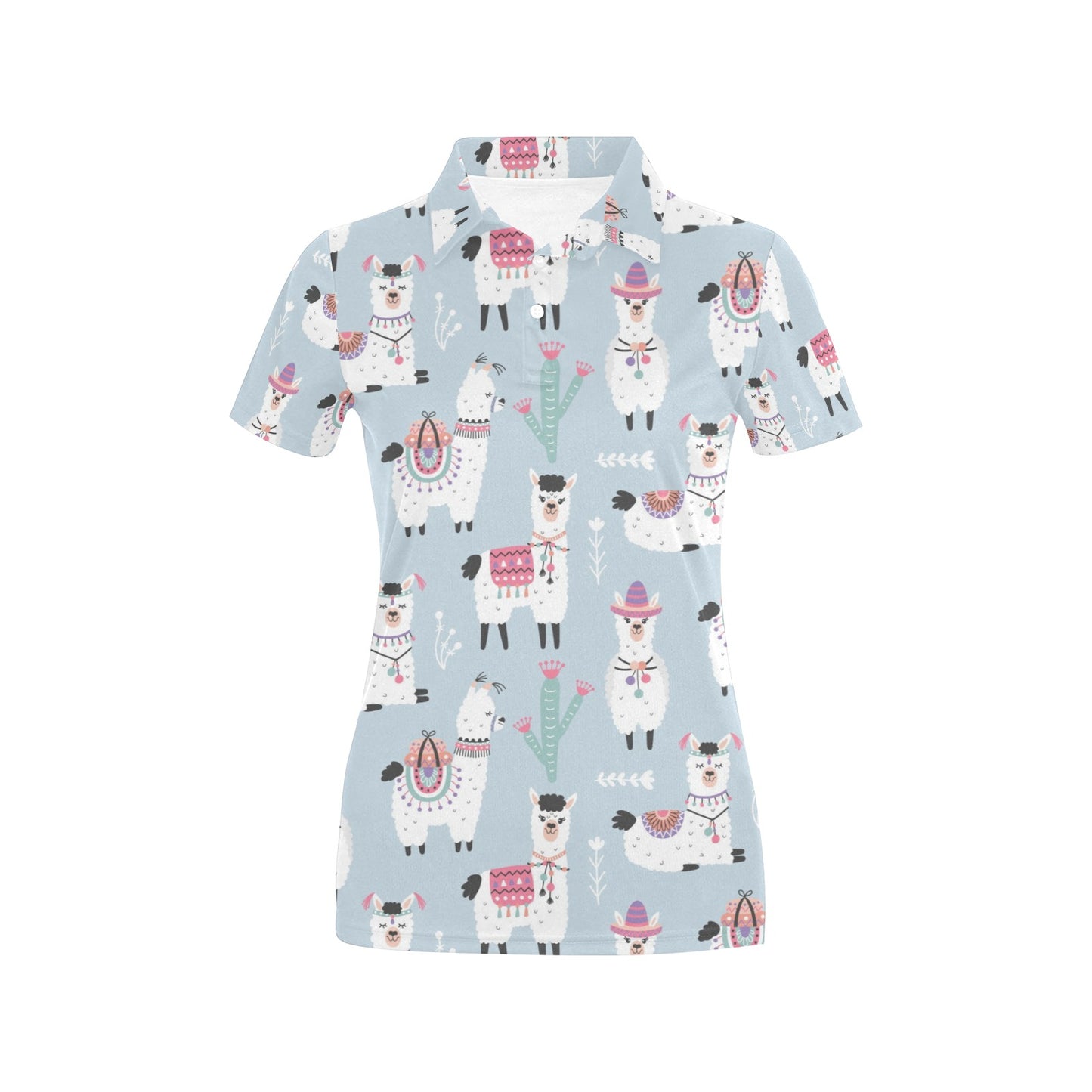Llama Pattern Print Design 04 Women's Polo Shirt