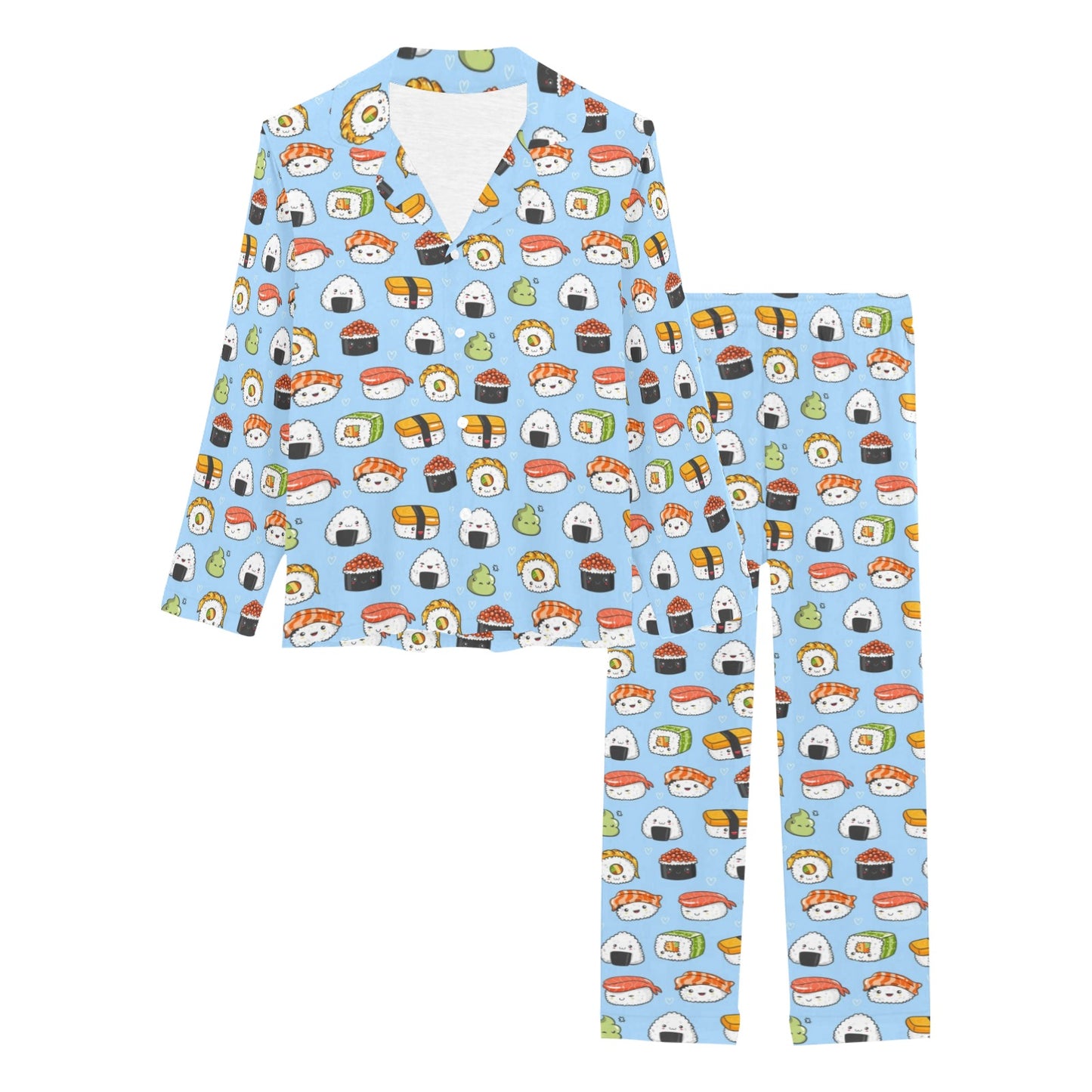 Sushi Cartoon Design Women's Long Pajama Set