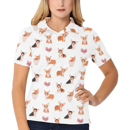 Cardigan Welsh Corgis Pattern Print Design 02 Women's Polo Shirt