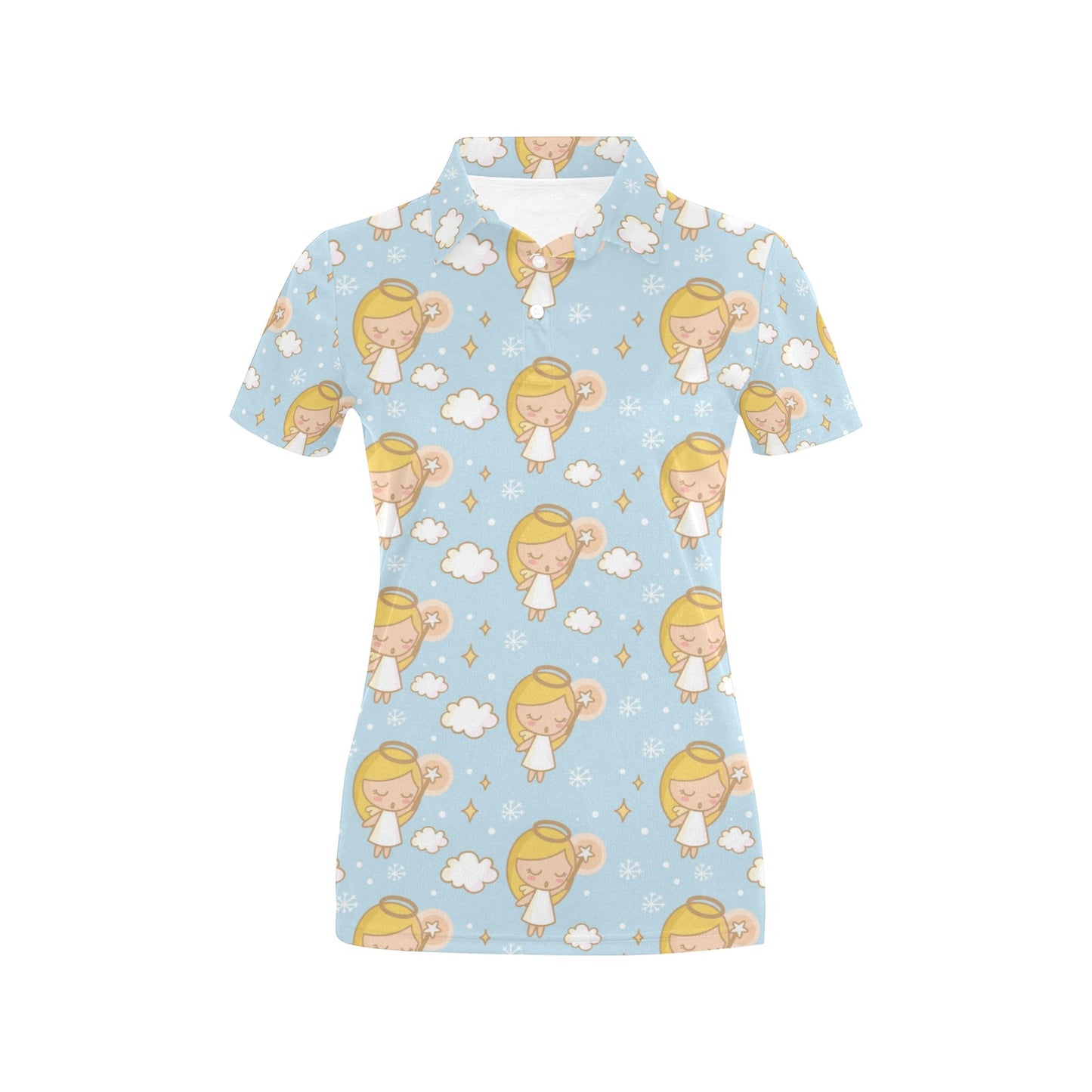 Angel Pattern Print Design 05 Women's Polo Shirt