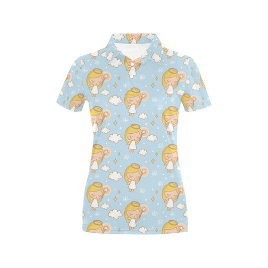 Angel Pattern Print Design 05 Women's Polo Shirt