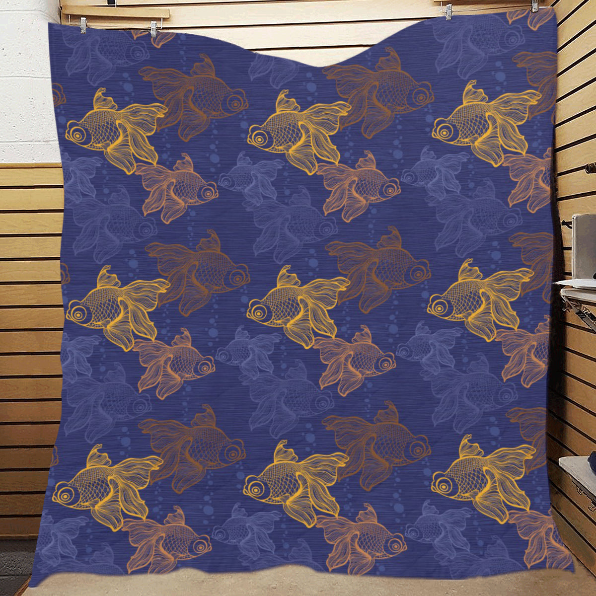 Goldfish Pattern Print Design 01 Premium Quilt