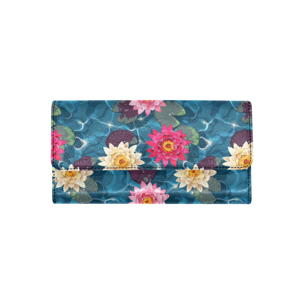 Water Lily Pattern Print Design WL05 Women's Trifold Wallet