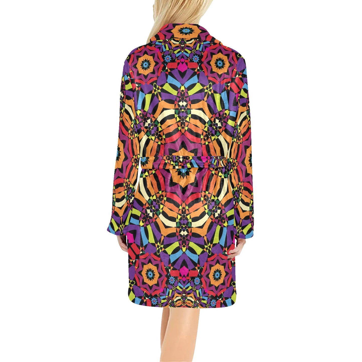 Kaleidoscope Pattern Print Design 01 Women's Fleece Robe