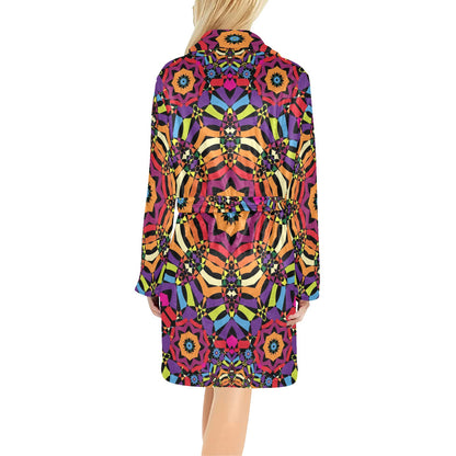 Kaleidoscope Pattern Print Design 01 Women's Fleece Robe